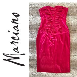 Marciano silk strapless dress